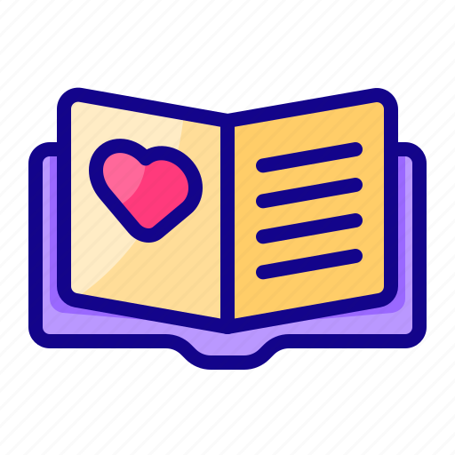 Diary book, book, heart, love, valentine day icon - Download on Iconfinder