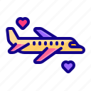 airplane, travel, heart, love, valentine day