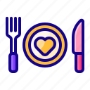 plate, fork, spon, heart, love