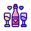 wine, bottle, heart, love, valentine day 