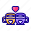 coffee, cups, tea, love, heart 