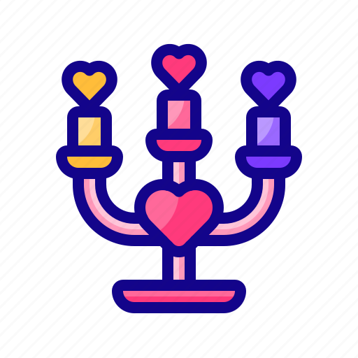 Candles, holder, heart, love, valentine day icon - Download on Iconfinder