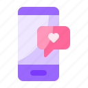 chat, message, phone, heart, love
