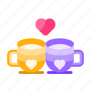 coffee, cups, tea, love, heart