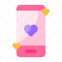 mobile, phone, heart, love, smartphone