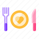 plate, fork, spon, heart, love