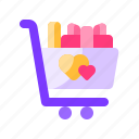 shopping, cart, basket, heart, love, valentine day