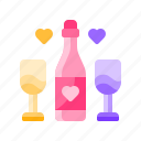wine, bottle, heart, love, valentine day