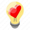 romantic, idea, creativity, innovation, bulb, valentine, light