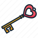 heart, key, love, romance, valentine, unlock