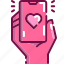 cellphone, chat, heart, love, message, mobile, valentine 