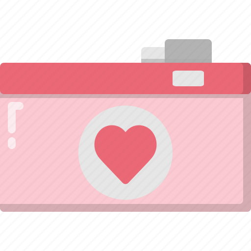 Camera, decoration, heart, holiday, love, photo, romance icon - Download on Iconfinder