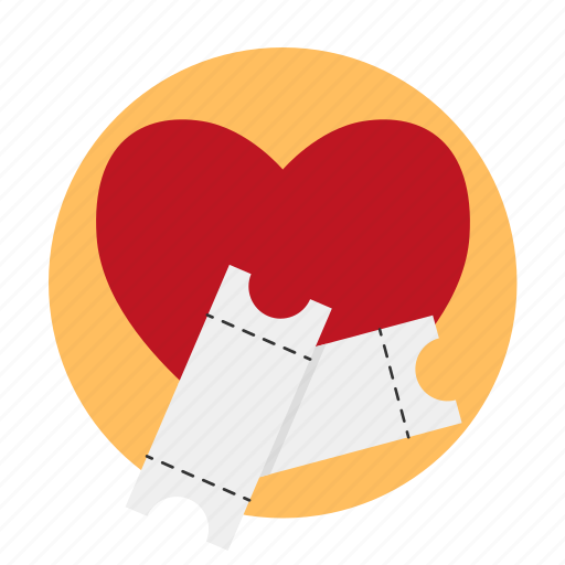Beguin, date, heart, love, movie tickets, romantic movie, tickets icon - Download on Iconfinder