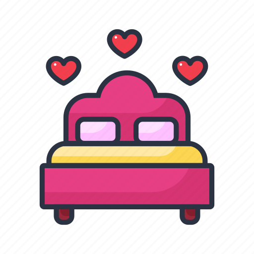Lovebed, bed, furniture, love, heart, valentine, romance icon - Download on Iconfinder