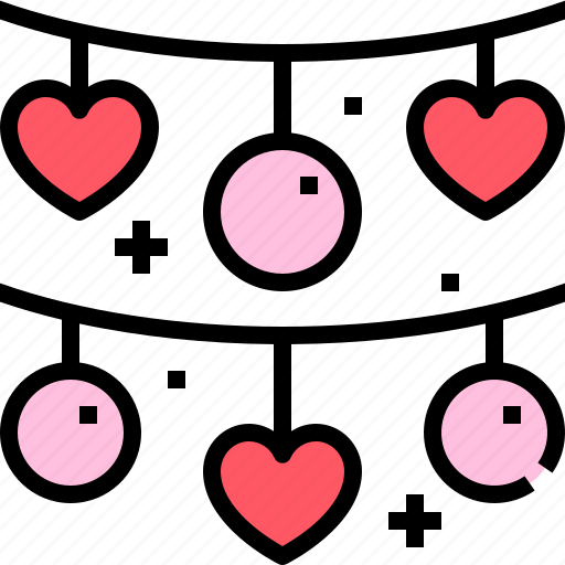 Garland, party, decoration, heart, love, romantic, ornament icon - Download on Iconfinder