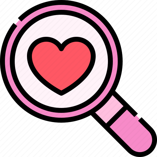 Magnifying, glass, search, find, heart, love, romantic icon - Download on Iconfinder
