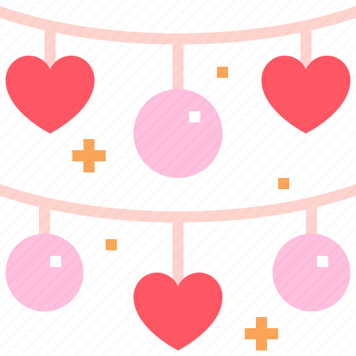 Garland, party, decoration, heart, love, romantic, ornament icon - Download on Iconfinder