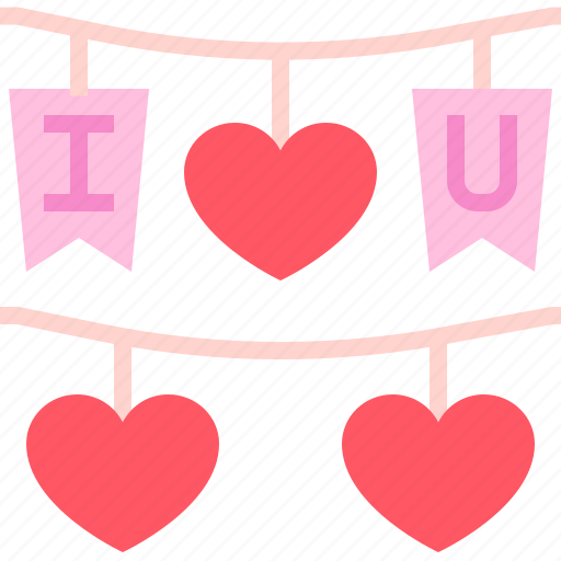 Garland, party, decoration, heart, love, romantic, romanticism icon - Download on Iconfinder