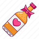 valentine, heart, love, happy, gift, pink, romance, bottle, wine