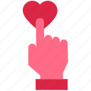 click, eart, hand, like, love, press, valentine’s day