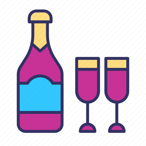 Valentines, drink, champagne, wine, alcohol, glass, bottle icon - Download on Iconfinder