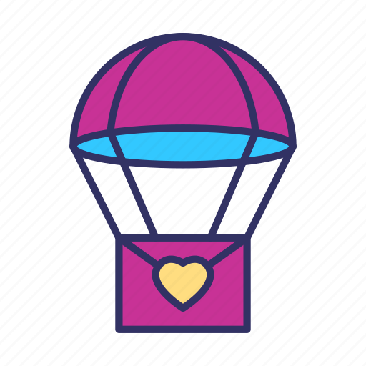 Valentines, love, letter, mail, message, parachute, skydiving icon - Download on Iconfinder
