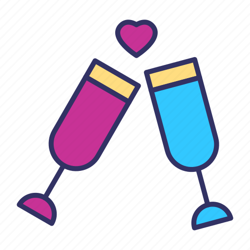 Toast, celebration, drink, couple, love, heart, valentines day icon - Download on Iconfinder