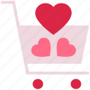 buy, cart, favorite, heart, shopping cart, trolley, valentine’s day 