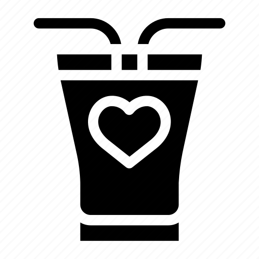 Cocktail, drink, glass, heart, heartbeat, love, straw icon - Download on Iconfinder