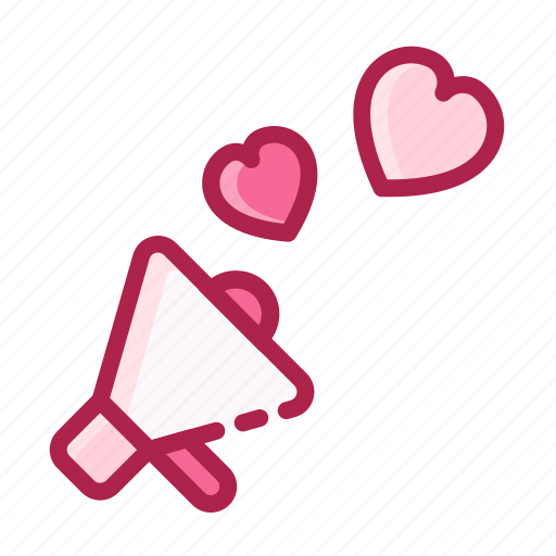 Heart, love, megaphone, romantic, speaker, valentine icon - Download on Iconfinder