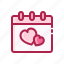 calendar, heart, love, romantic, valentine 