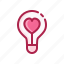 bulb, heart, light, love, romantic, valentine 