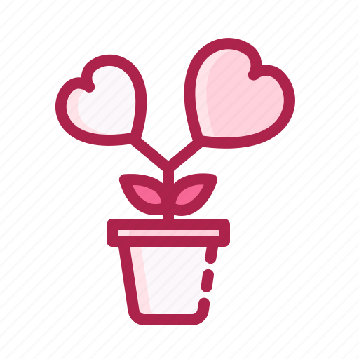 Flower, heart, love, pot, romantic, valentine icon - Download on Iconfinder