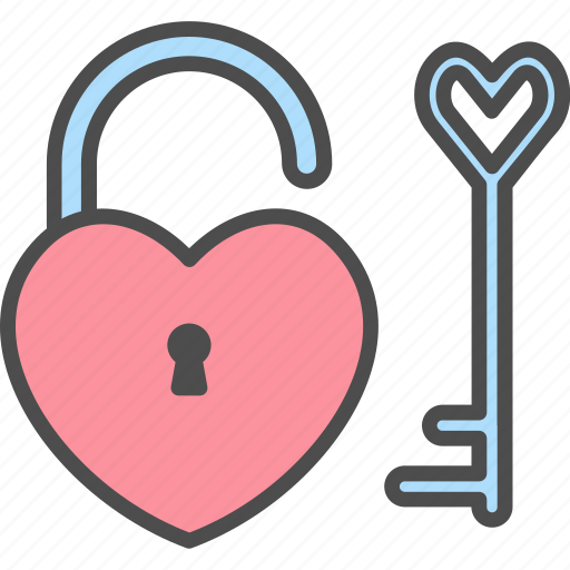 Valentine, love, key, padlock, romance icon - Download on Iconfinder