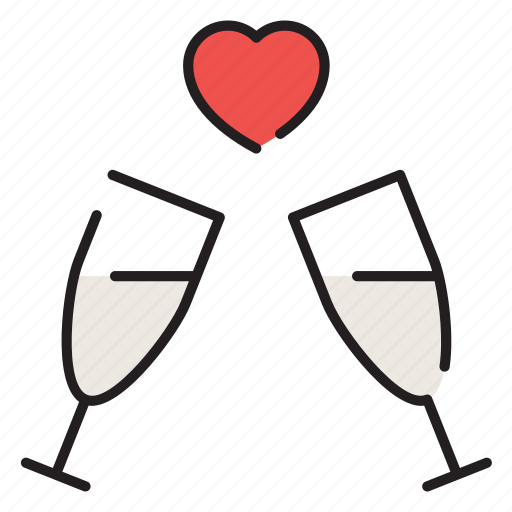 Valentines, love, celebration, chin chin, cheers, party, date icon - Download on Iconfinder