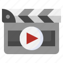 clapperboard, cinema, video, play, player, entertainment