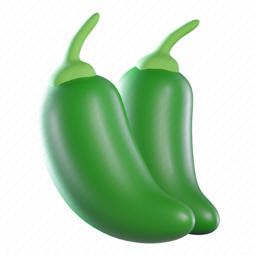 Jalapenos, food, organic, vegetable, vegetarian, vegan 3D illustration - Download on Iconfinder