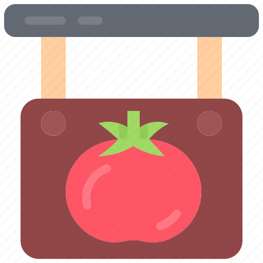 Signboard, tomato, food, vegetable, shop icon - Download on Iconfinder