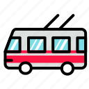 trolley, bus, transportation, school