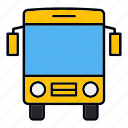 bus, front, view, yellow, student, transport, vehicle, education