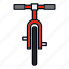 cycle, front, view, red, bike, bicycle, cycling 