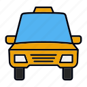 taxi, front, view, transport, vehicle, passenger, car