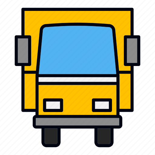 Truck, front, view, yellow, vehicle, transportation, delivery icon - Download on Iconfinder