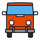 van, front, view, orange, vw, vehicle, transport, travel