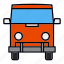 van, front, view, orange, vw, vehicle, transport, travel 
