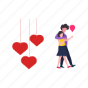 couple, balloon, valentine, happy, romance