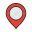 direction, location, map, pin, round, venue 