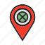 cancel, forbidden, location icon, map locator, pin map 