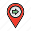 gps, location, map, move, pin, right, venue 