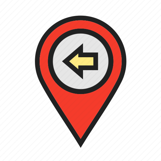 Arrow, left, location, map, move, pin, venue icon - Download on Iconfinder